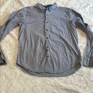 Hollister Slim Fit Epic Flex Medium Navy Blue Button Down Shirt